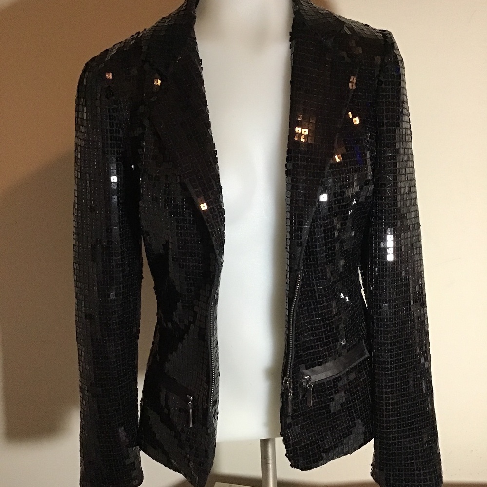 bebe Black Sequin Blazer Jacket